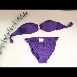 MOUSSY purple strapless bikini set